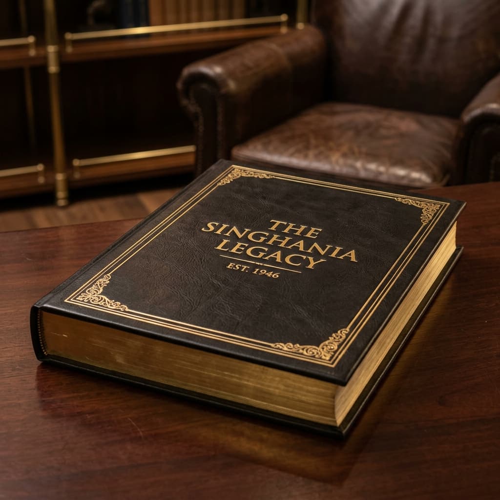 Premium leather-bound corporate legacy book volume cover mockup